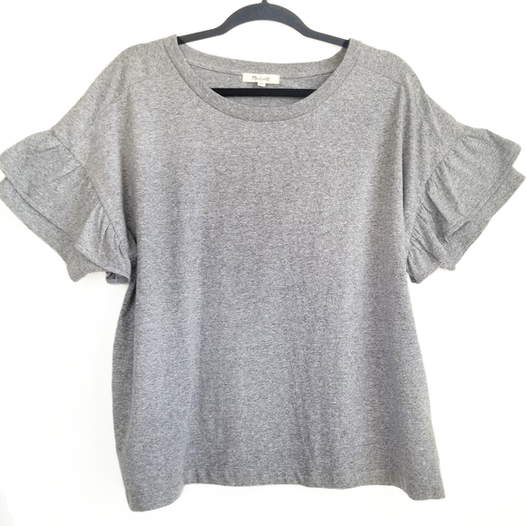 Madewell Ruffle Sleeve Tee Grey Size XL - Picture 4 of 8